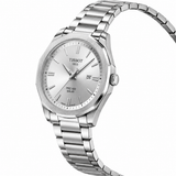Premium Silver Stainless Steel Solar Powered Analog Watch with Date Display | Classic Men's Wrist Watch