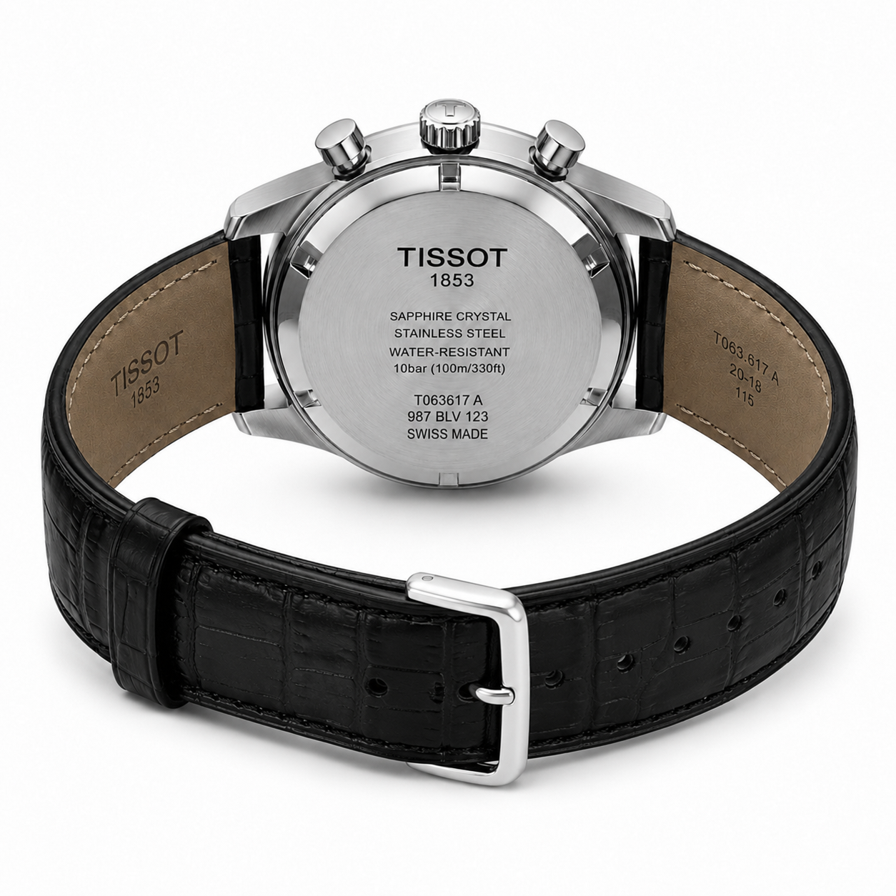Premium Black Leather Chronograph Analog Watch with Stainless Steel Case & Date Display | Luxury Men's Wrist Watch