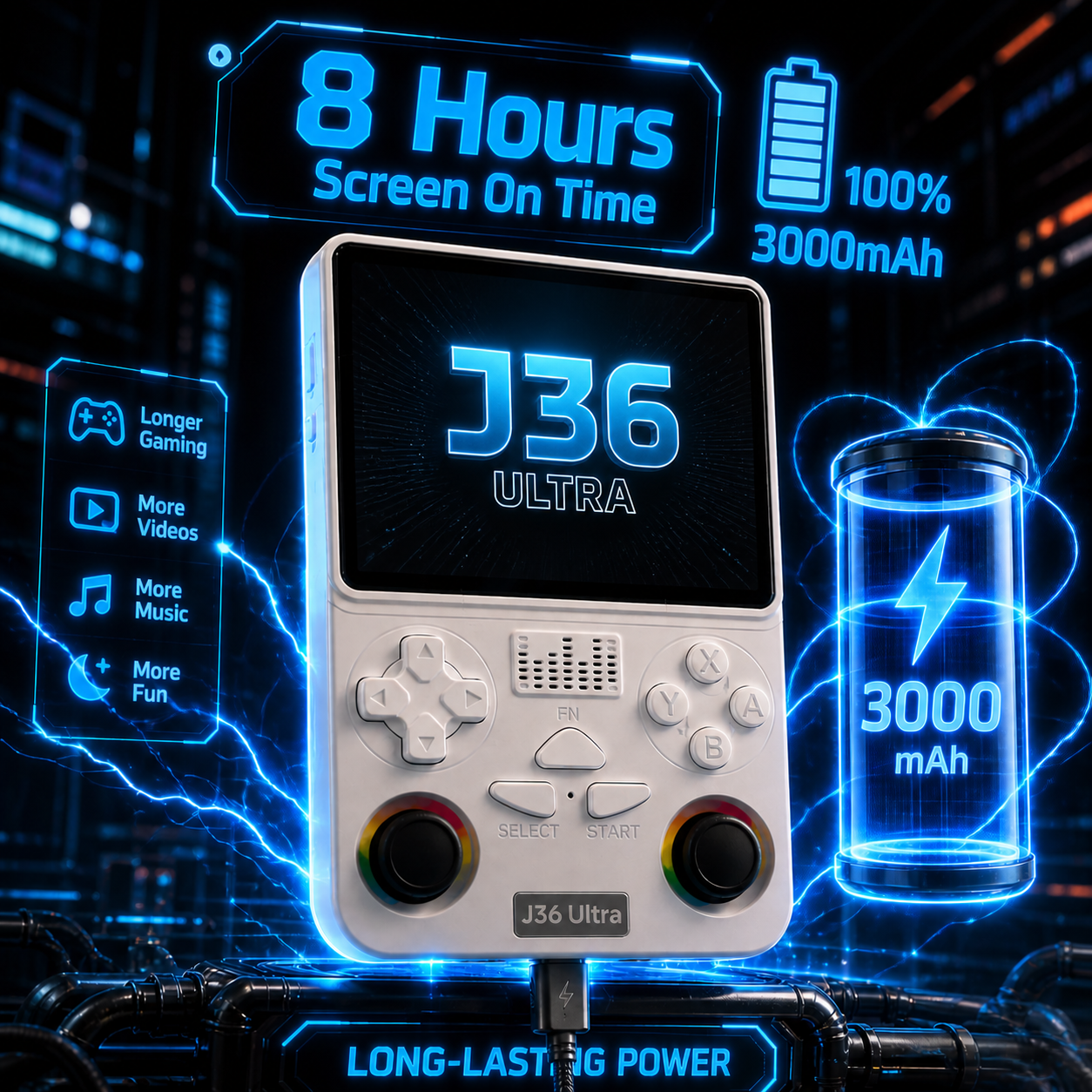 J36 Ultra All-in-One Handheld Gaming Console | 20,000+ Games Built-In | WiFi & YouTube Streaming | Portable Pocket Game Player