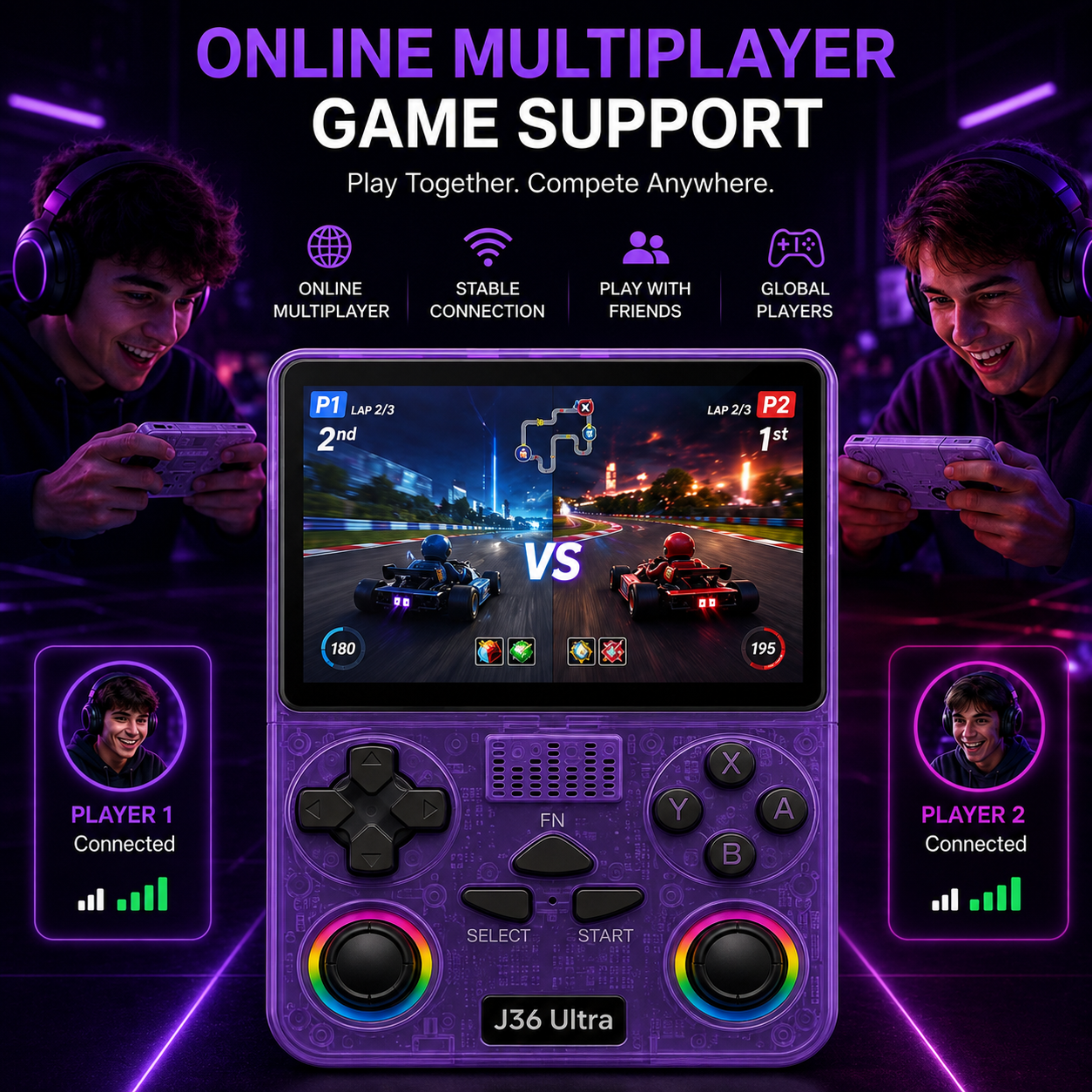 J36 Ultra All-in-One Handheld Gaming Console | 20,000+ Games Built-In | WiFi & YouTube Streaming | Portable Pocket Game Player