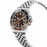 Premium Stainless Steel Dual-Time Watch with Brown Dial and Bi-Color Bezel