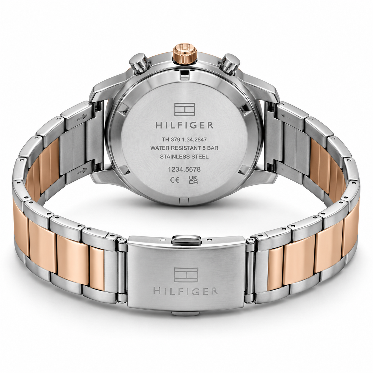 Premium Two-Tone Chronograph Analog Watch with Stainless Steel Bracelet & Date Display | Luxury Men's Wrist Watch