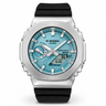 Premium Analog Watch – Silver Case with Aqua Blue Dial