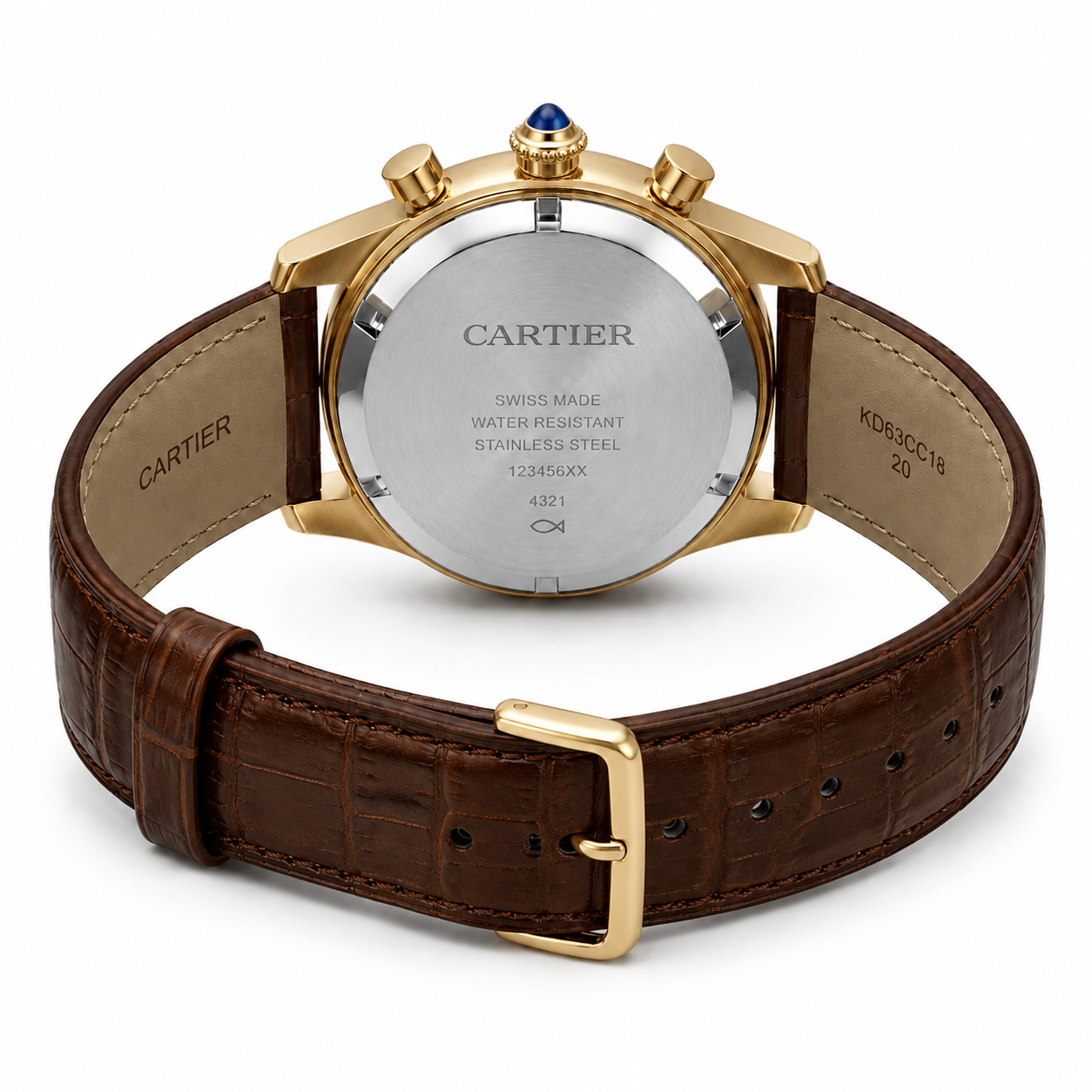Premium Brown Leather Chronograph Analog Watch with Gold-Tone Case & Date Display | Luxury Men's Wrist Watch
