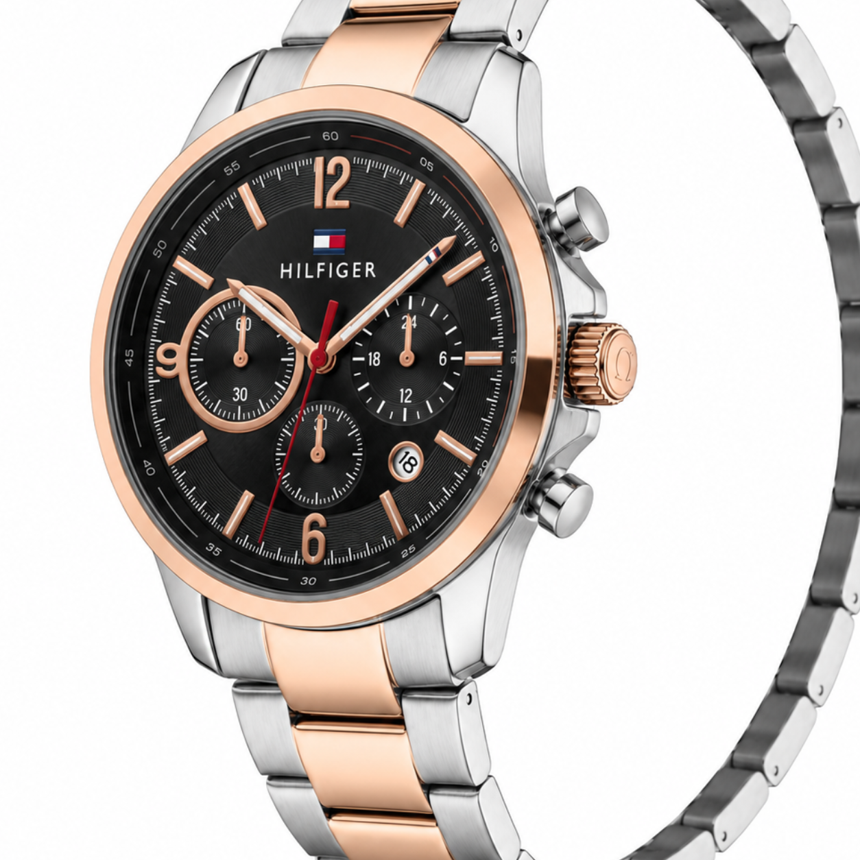 Premium Two-Tone Chronograph Analog Watch with Stainless Steel Bracelet & Date Display | Luxury Men's Wrist Watch