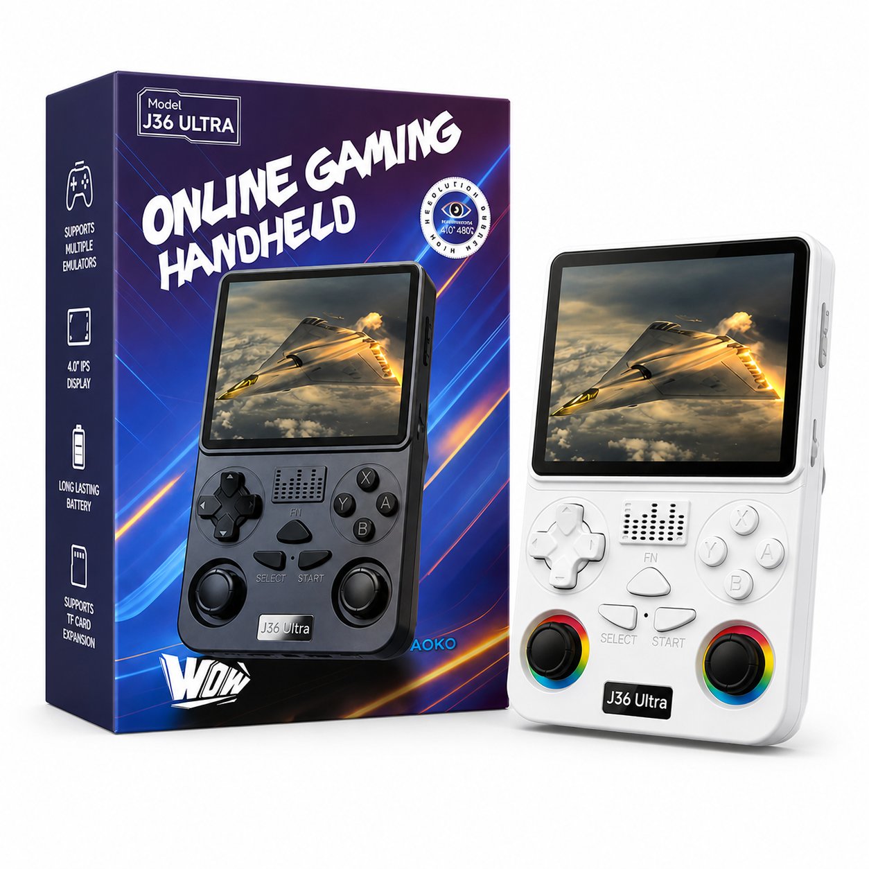 J36 Ultra All-in-One Handheld Gaming Console | 20,000+ Games Built-In | WiFi & YouTube Streaming | Portable Pocket Game Player