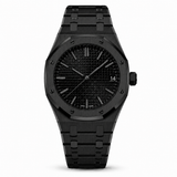 Luxury Stainless Steel Sports Watch with Textured Black Dial Description: